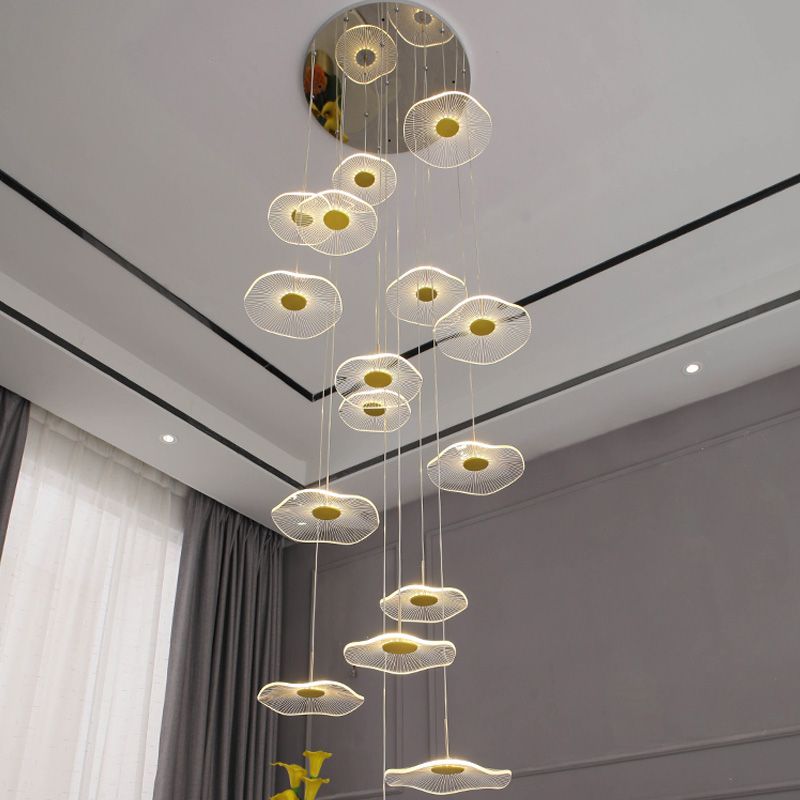 Modern Special Shape Pendant Clear Acrylic Hanging Ceiling Light for Spiral Stair