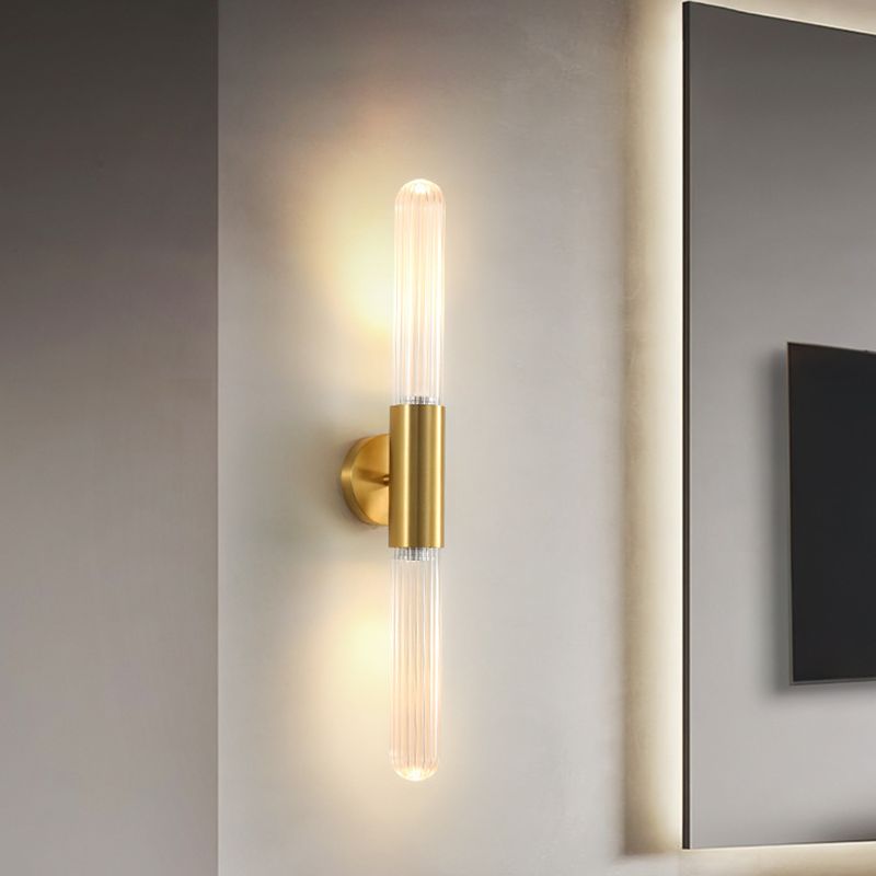 Linear Shape Metal Vanity Lamp Modern Style 2 Lights Vanity Light Fixture in Gold