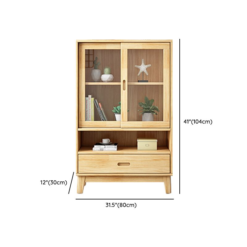 Modern Style Closed Back Bookshelf Standard Wooden Bookcase with Cabinets