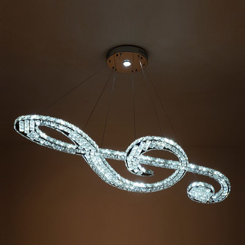 Contemporary Pendant Lights Note Shape Island Lights Crystal 2 Light for Kitchen Island
