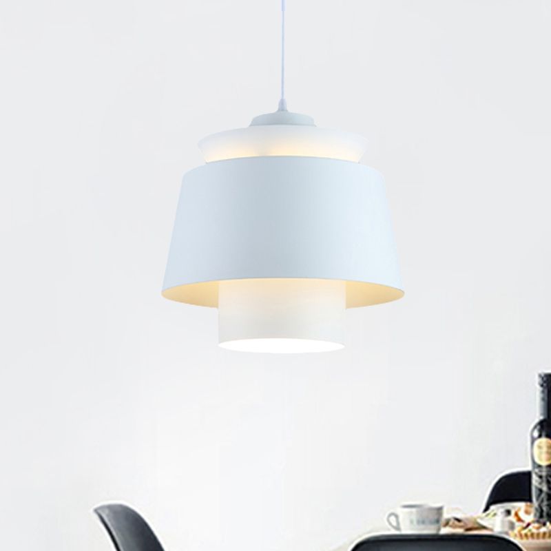 Lámpara de luz colgante de estilo modernista Metálico 1 cabezal Lámpara colgante de sala de estar en negro/gris