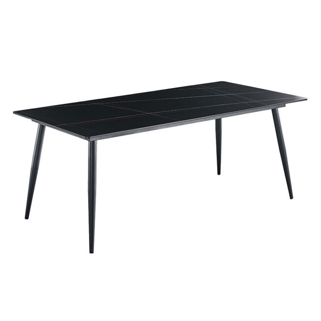 Mesa de comedor de piedra sinterizada, mesa rectangular con base de acero al carbono de 4 patas para el hogar