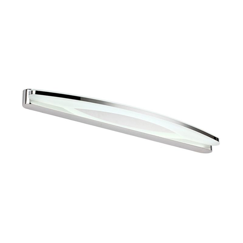 Modernism Slim Metal Vanity Lighting with Oval Shade 15"/21" Dia LED Wall Light Sconce in Chrome, Warm/White Light