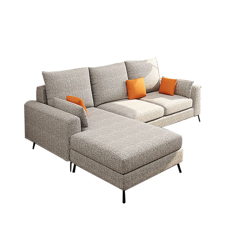 33.46" Tall Modern Linen Sectional/Sofa with Pillowed Back Cushions