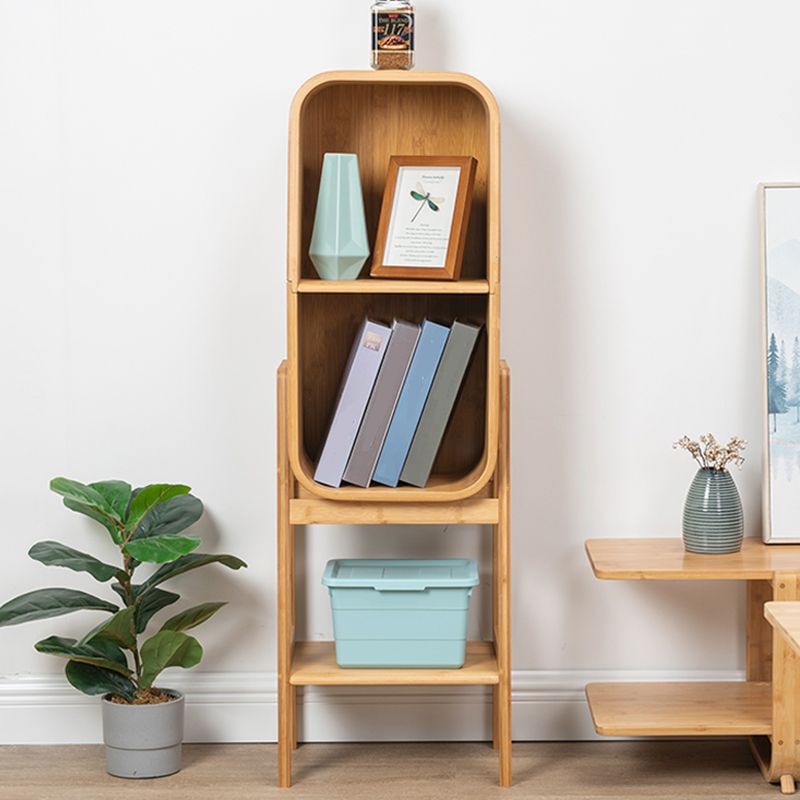 Vertical Contemporary Bamboo Bookcase Closed Back Bookshelf for Home