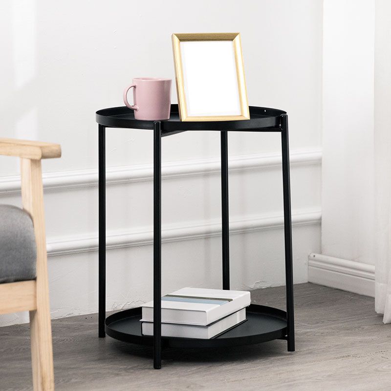 Tray Top Cross Legs End Table Contemporary Round Side End Table