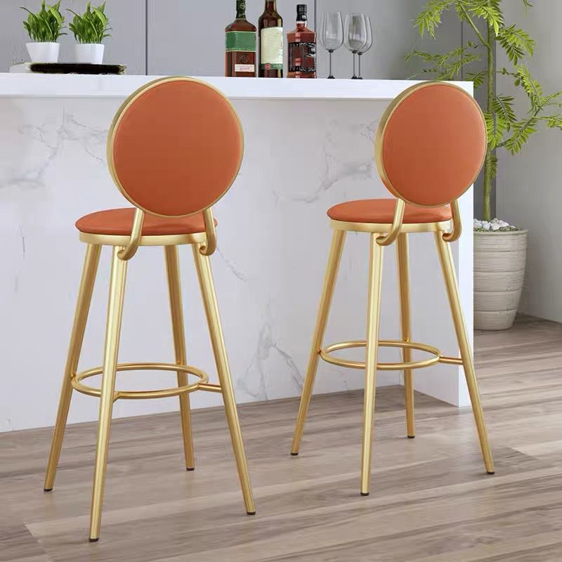 Faux Leather Counter Bar Stool Orange and Gold Bar and Counter Stool