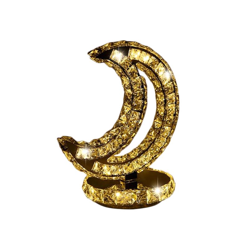 Crystal Encrusted Clear LED LAD LAMPAGGIO NOTTE CRESCENT/CIRCHE/AMORE CUORE Romantico Light tavolo moderno in luce calda/bianca