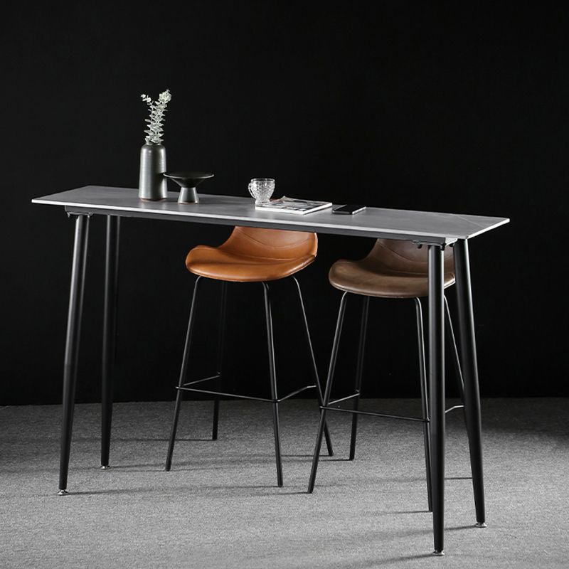 Industrial Style Bar Table Stone Rectangle Pub Table in Gray