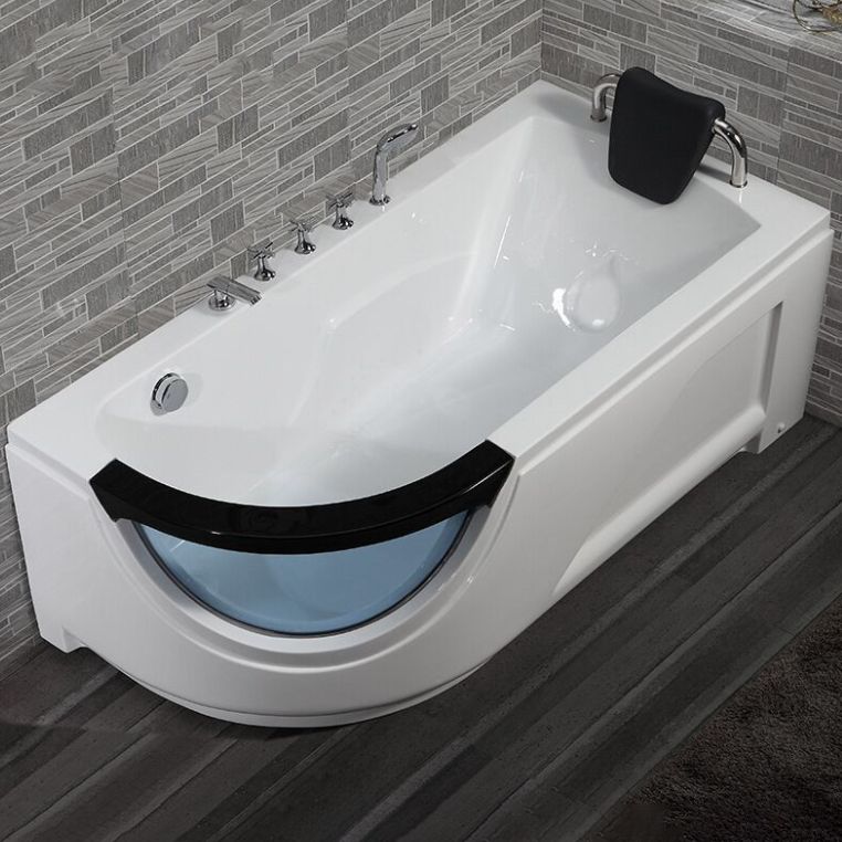 Free Form Corner Bathtub Acrylic Soaking White Modern Back to Wall Bathtub