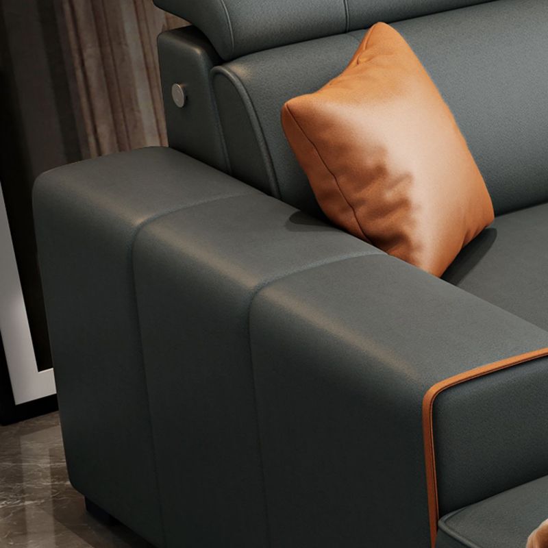 Scandinavian Dark Gray Stationary Square Arm Slipcovered Sofa