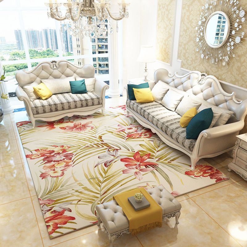 Moderne woonkamer tapijt veelkleurig plantenpatroon indoor tapijt synthetisch anti-slip rug wasbaar tapijt