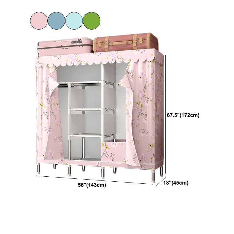 Silver Steel Frame Wardrobe Cabinet Contemporary Home Wardrobe