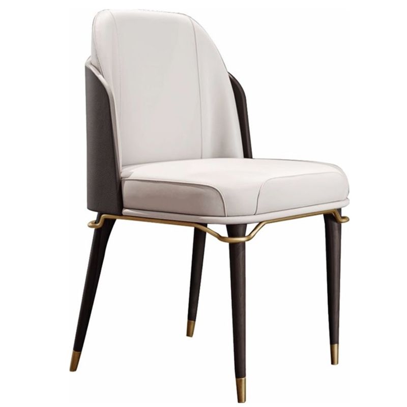 Contemporary Style Leather Chair Armless Parsons Chair with Wooden Legs for Home Use