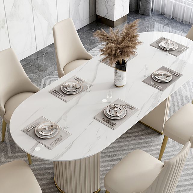 Muebles de lujo tradicionales Oval Pedestal doble mesa de comedor para el hogar