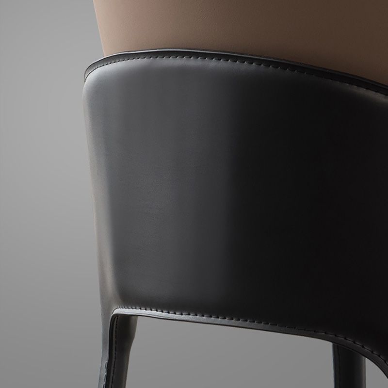 Contemporary Metal Dining Room Chair Arm Faux Leather Side Chair for Dining Room