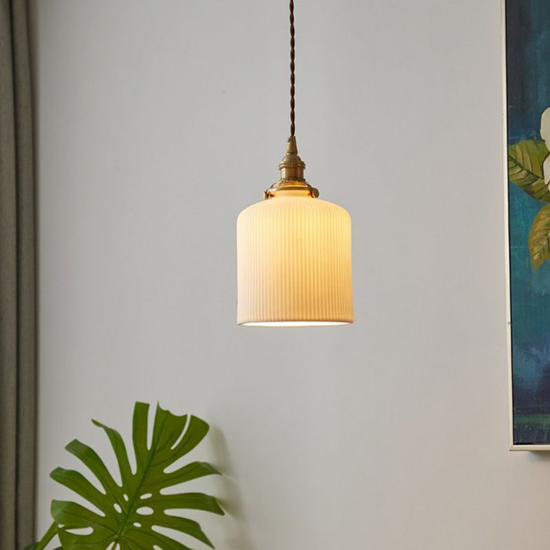 Illuminazione a sospensione del tamburo arrotondata in stile retrò 1 piena a soffitto in ottone in ottone