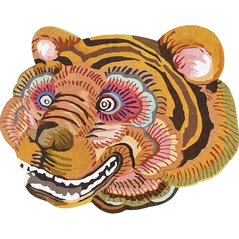 Contemporary Tiger Print Carpet Polyester Rug Stain Resistant Area Rug for Home Decoration