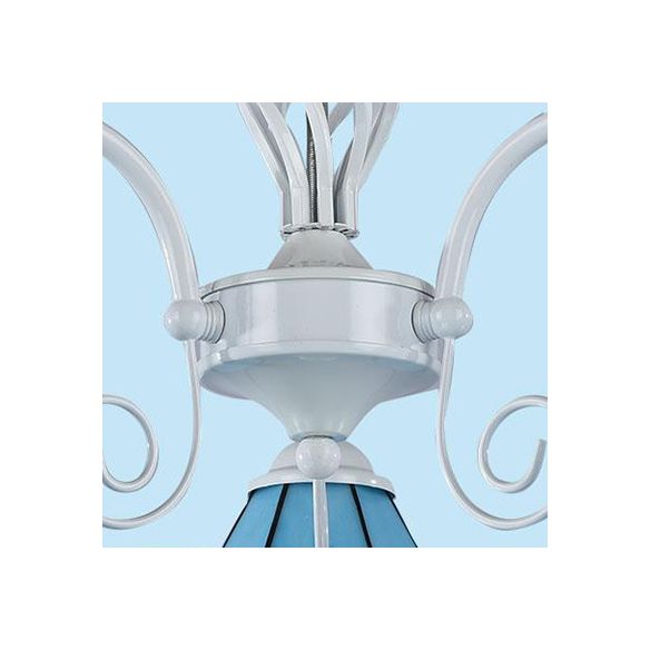 Lumière en lustre en verre bleu avec chaîne suspendue 3 lumières traditionnelles éclairage intérieur pour salle à manger