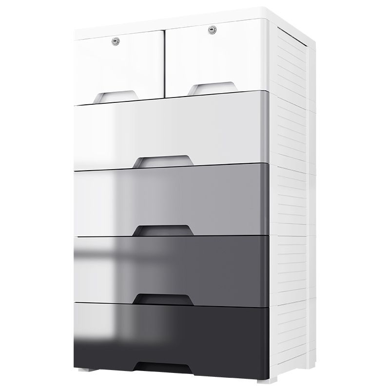 Contemporary Plastic Storage Cabinet for Bedroom Grey Cabinet with Drawers