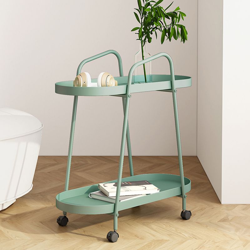 Mid-Century Metal End Side Table Oval 2-Tier Corner Table with Storage