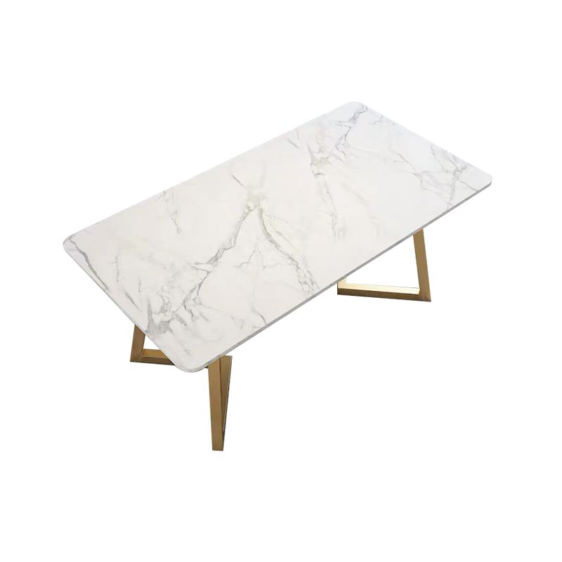 Juego de comedor escandinavo rectangular Juego de muebles de comedor de piedra sinterizada con base metálica