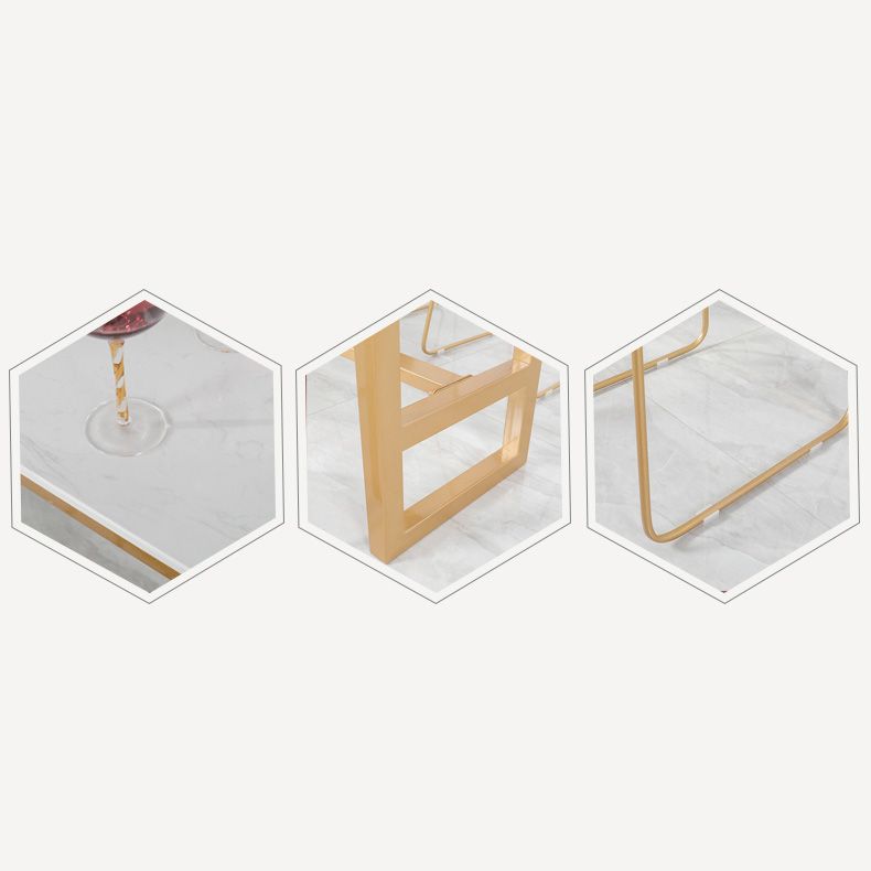 1/2/3/5 Pieces Glam Iron Bar Table Set Rectangle Bistro Set with White Faux Marble Top