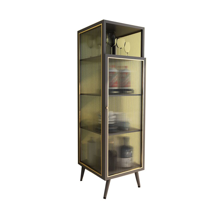 Contemporary Curio Cabinet Metal Glass Doors Hutch Buffet for Dining Room