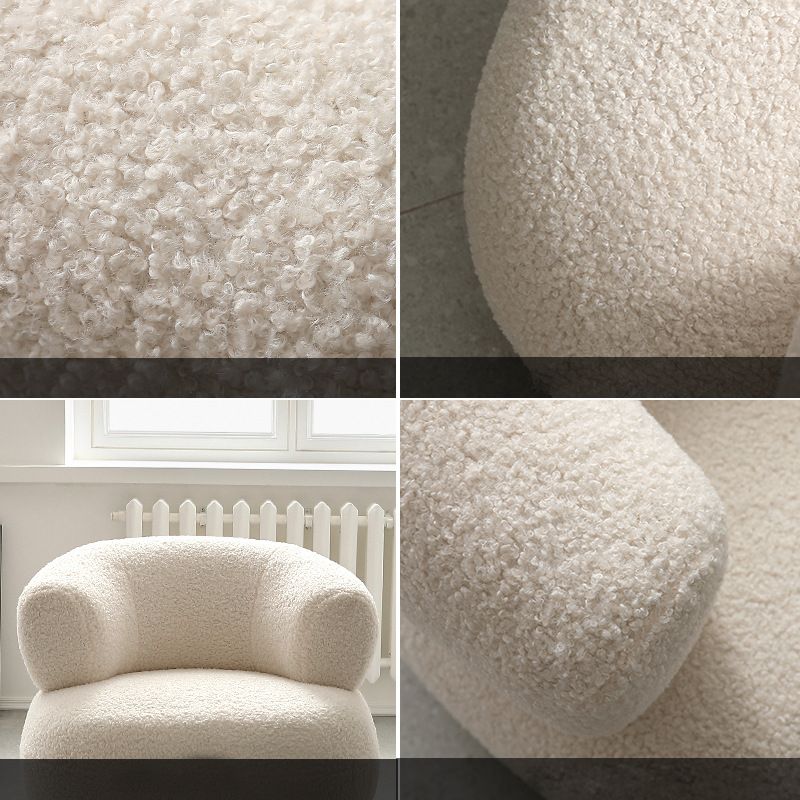 31.88" Wide Wool Barrel Chair Beige Barrel Accent Chair with Footrest