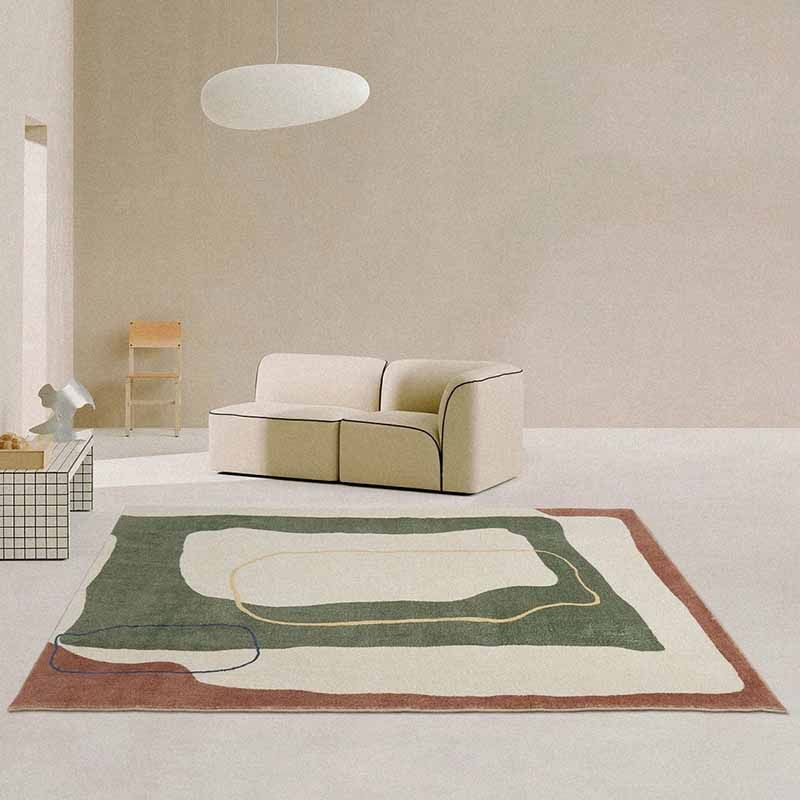 Simple Indoor Rug Funky Contrast Panel Carpet Polyester Stain Resistant Area Rug for Living Room