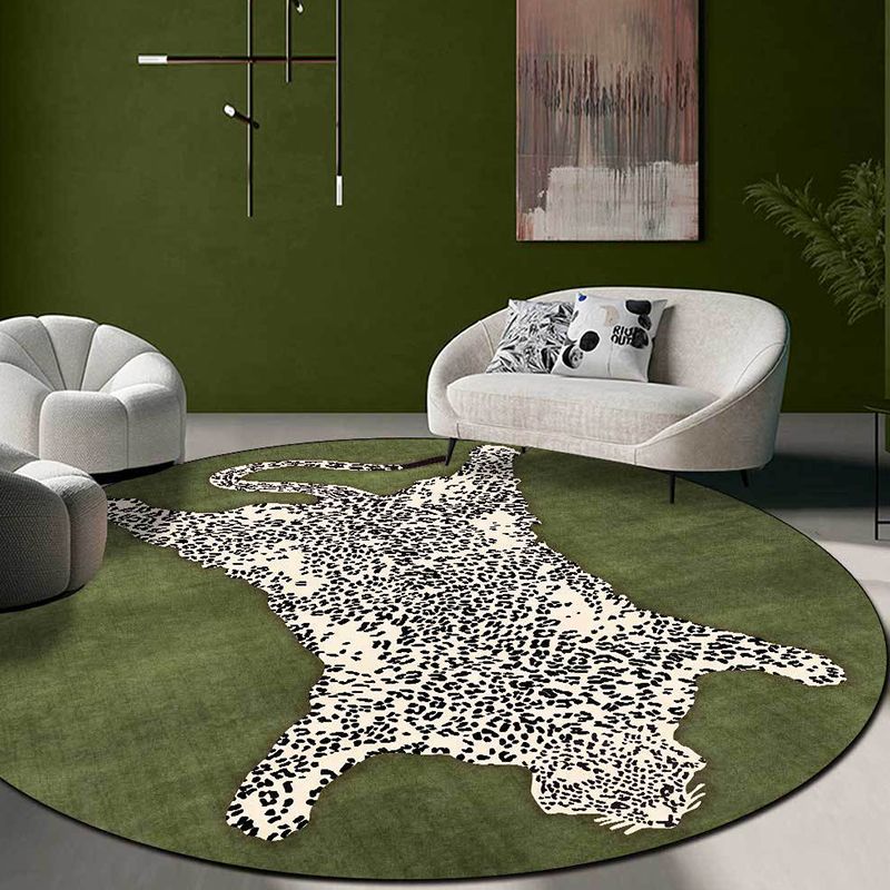 Kleurrijk stijlvol ronde vloerkleed moderne tijger bedrukt tapijt niet-slip achterste tapijt voor woningdecoratie