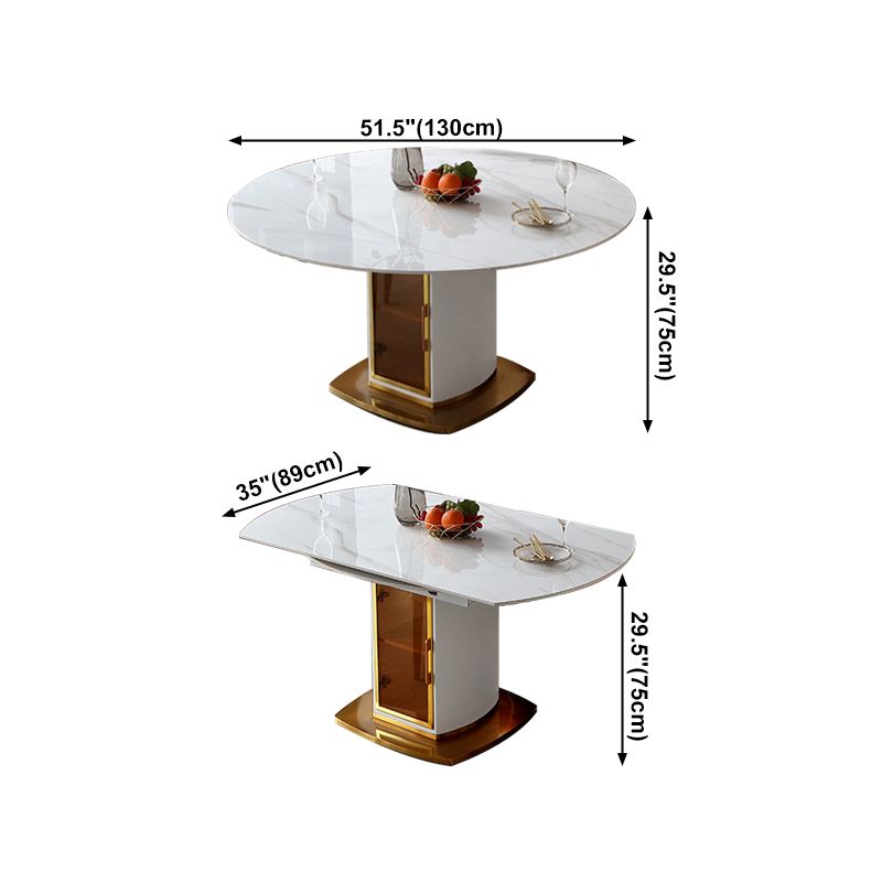 Round Pedestal Dinner Table Traditional Luxury Drop-Leaf Dining Table for Indoor