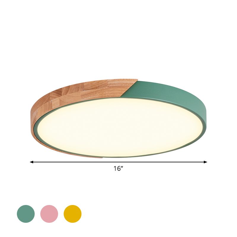 Rond plafondlamp, modern metaal, roze/geel/groen, LED-inbouwlamp, 16"/19,5" breed