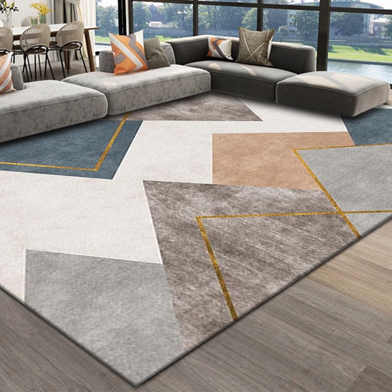 Mehrfarbiger nordischer Teppich aus Polypropylen mit Geomuster, haustierfreundlicher, schmutzabweisender Innenteppich für den Salon