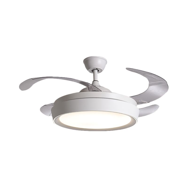 36 "W LED Circulaire ventilatorverlichting Eenvoudig wit metaal semi -spoelbevestiging plafondarmatuur met 4 messen, op afstand/muurregeling/afstandsbediening en muurregeling