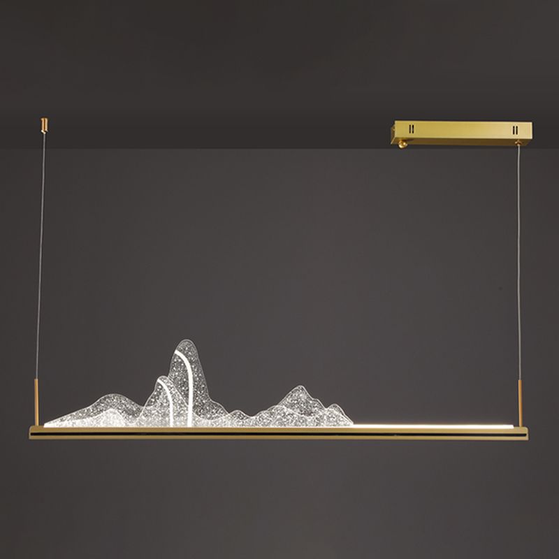 Modern Style Linear Shape Island Lighting Idea Metal 1 Light Island Pendant in Gold