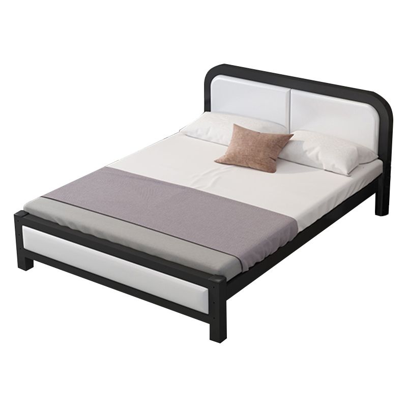Upholstered Headboard Standard Bed Adjustable Height Bed with Metal Legs