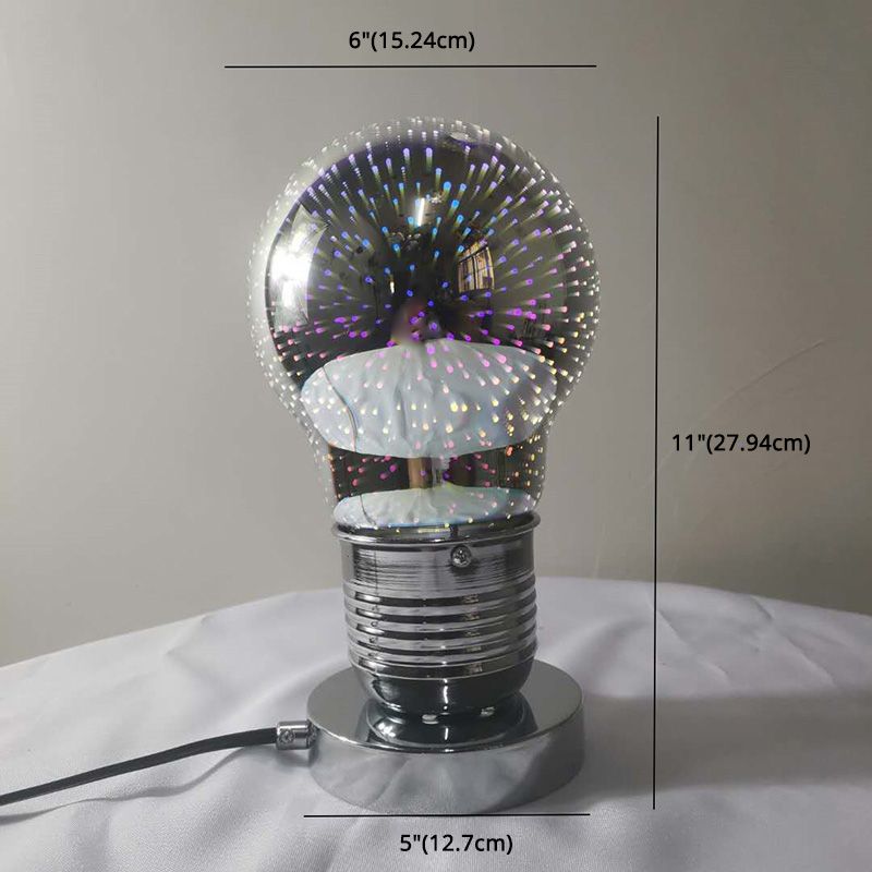 3D Mirrored Glass Ball Night Lamp Postmodern 1 Head Table Light in Chrome