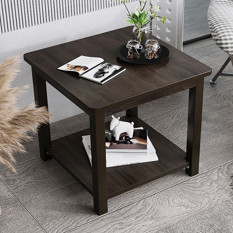 Modern Style Cocktail Table Artificial Wood Black/wood Color Square Coffee Table