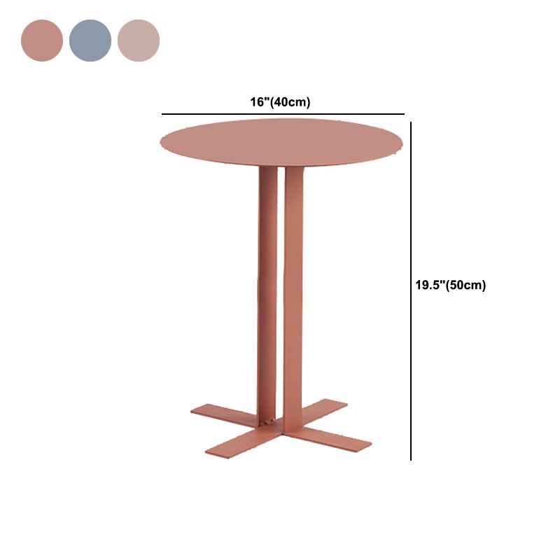 19.7" Tall Pedestal End Table Mid-Century Metal Round Side End Table