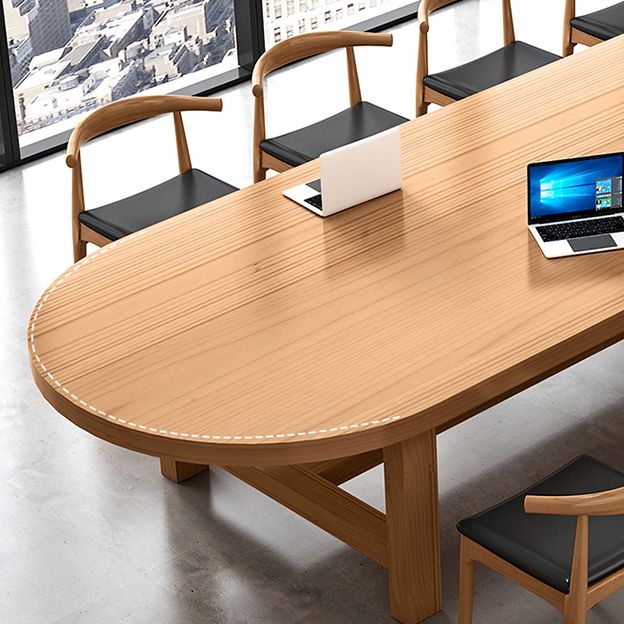 Modern Oval Trestle Dining Table Solid Wood Natural Home Kitchen Dinner Furniture