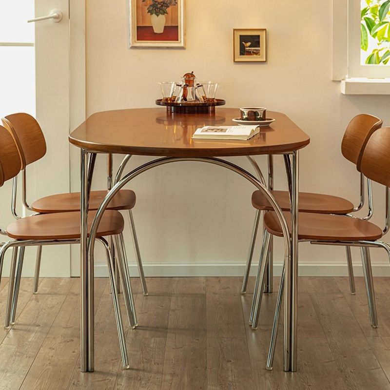 Oval Dining Room Kitchen Table Silver Frame Contemporary Dining Table