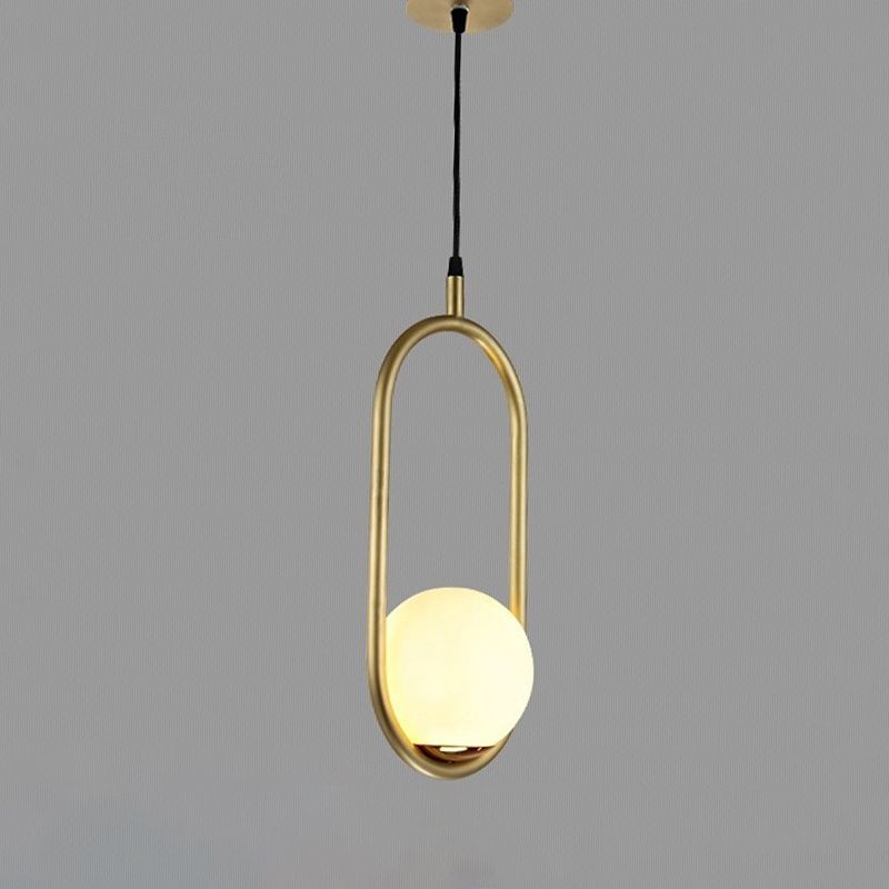 Glass Ball Shaped Hanging Lamp Kit Modern Style 1 Light Suspension Pendant