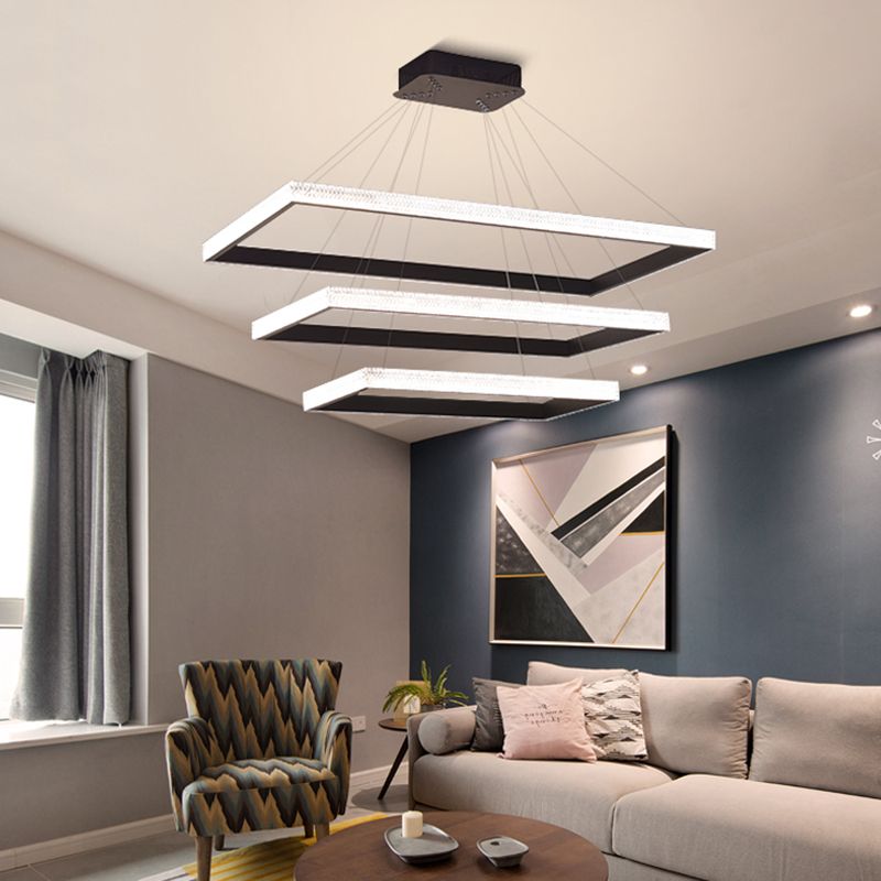 Luz de araña de araña rectangular de acrílico Luz contemporánea LED colgante de LED contemporáneo