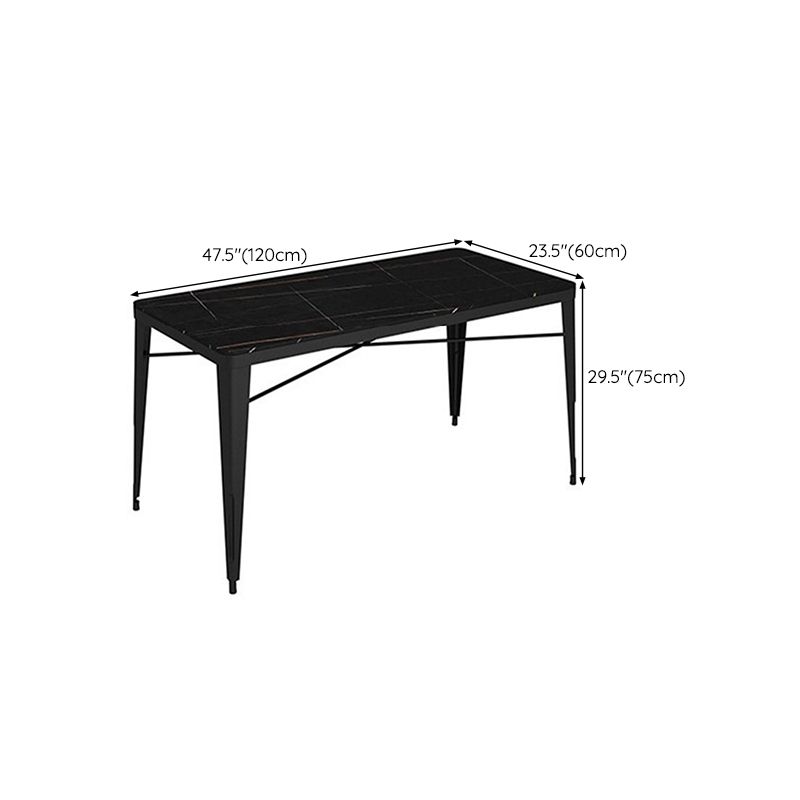 Glam Bar Stool Table Black Stone Bar Table with 4 Metal Legs