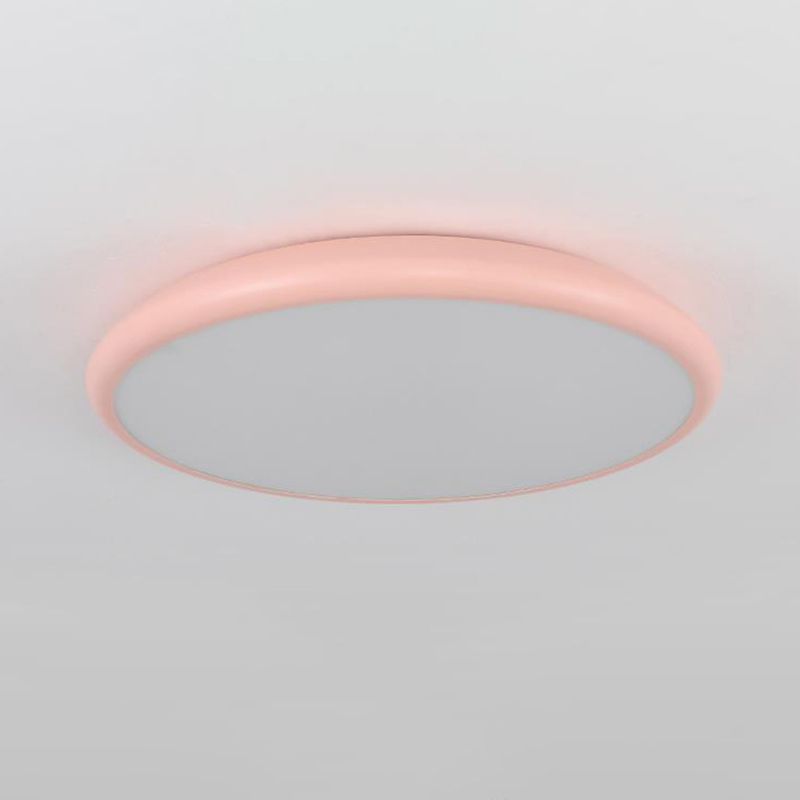 Runde Deckenleuchte, moderne Acryl-LED-Einbaubeleuchtung in Rosa mit warmem/weißem Licht, 15"/18"/22" W