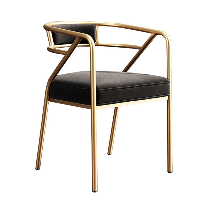 Silla de metal escandinavo Glam para comedor y cocina, sillón con respaldo abierto
