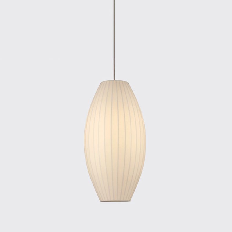 1-Light Fabric Hanging Ceiling Lights Modern Style White Ceiling Pendant Lighting