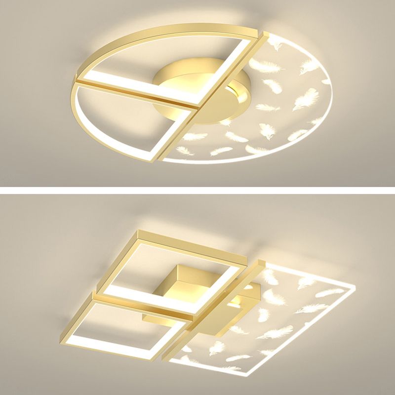 Moderne modische Feder -LED -Decken Deckenleuchte schmiedeeisen Innenhalterung mit Acrylschatten