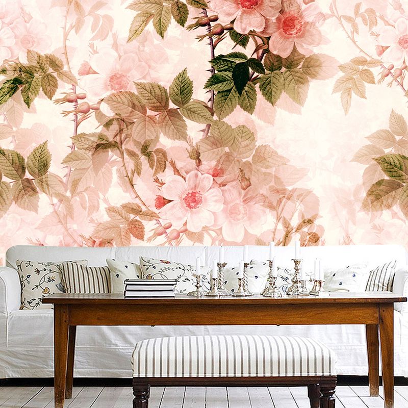 Romantic Flower Illustration Mural for Living Room and Bedroom Wall Decoration